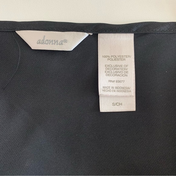 Adonna Black Satin Floral Babydoll Slip Dress Pink Embroidery Women’s Size Small - Picture 8 of 9